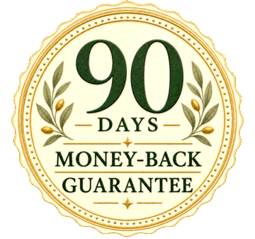 90-day money-back guarantee seal