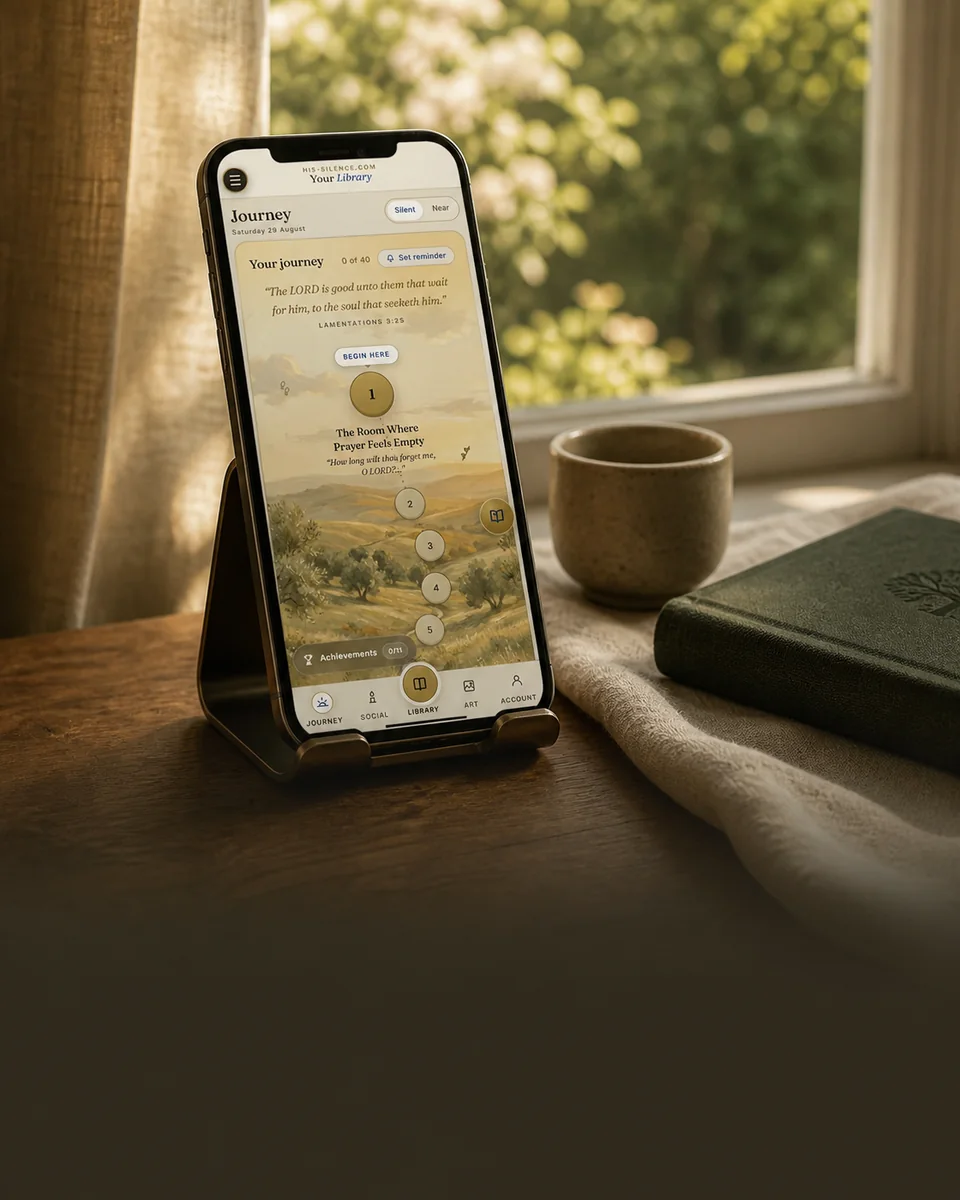 The real guided journey displayed on a phone in a quiet window-side setting